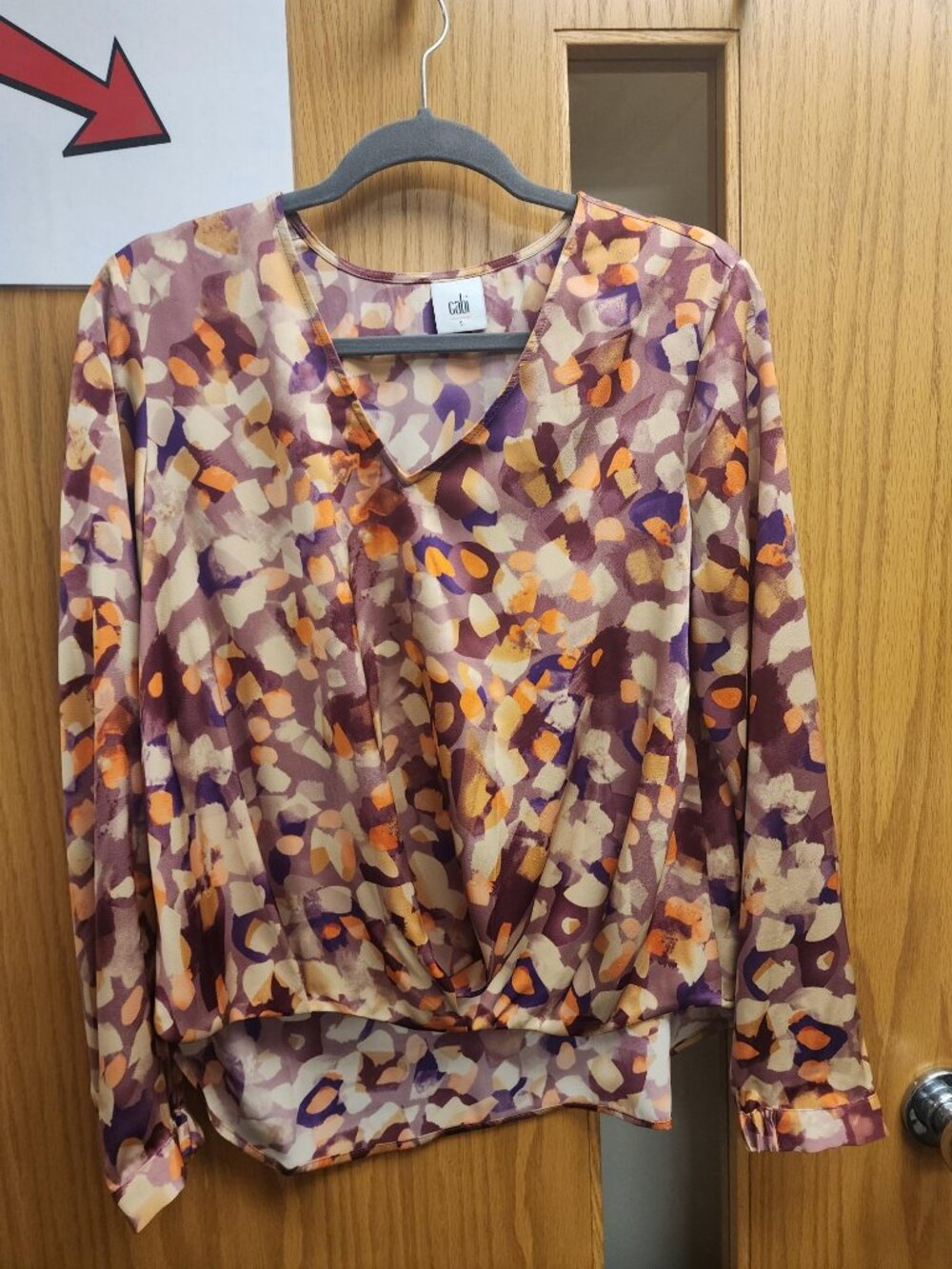 Cabi hi/low faux wrap blouse